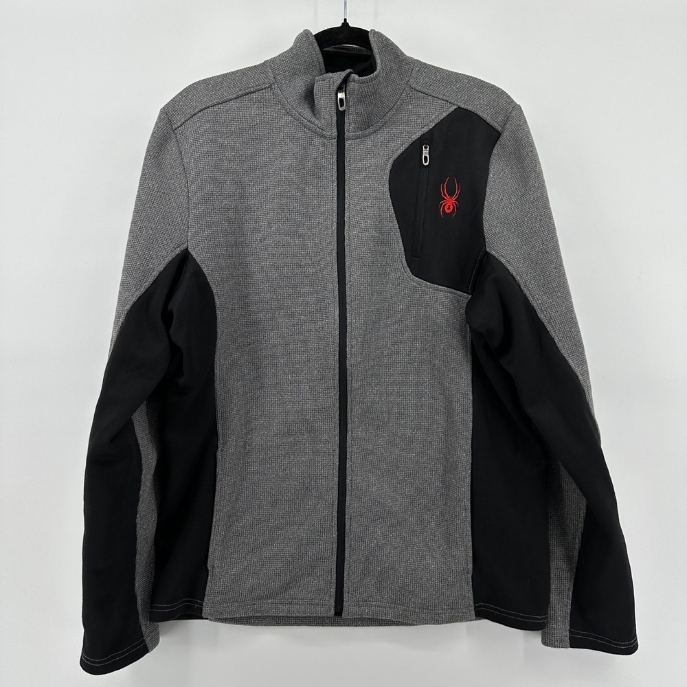 Spyder Mens Grey Black Out-Bound Full Zip Fleece Lined Jacket 71H64008-07 Medium